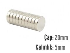 Ø20 x 5 mm Neodyum Mıknatıs