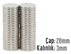 Ø20 x 3 mm Neodyum Mıknatıs
