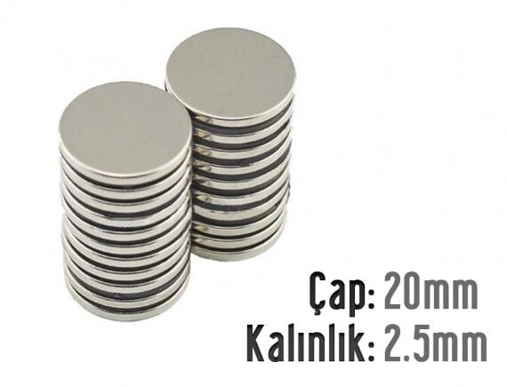 Ø20 x 2,5 mm Neodyum Mıknatıs