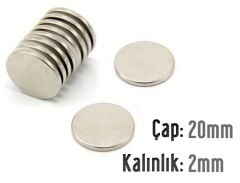 Ø20 x 2 mm Neodyum Mıknatıs