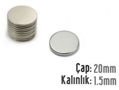 Ø20 x 1,5 mm Neodyum Mıknatıs