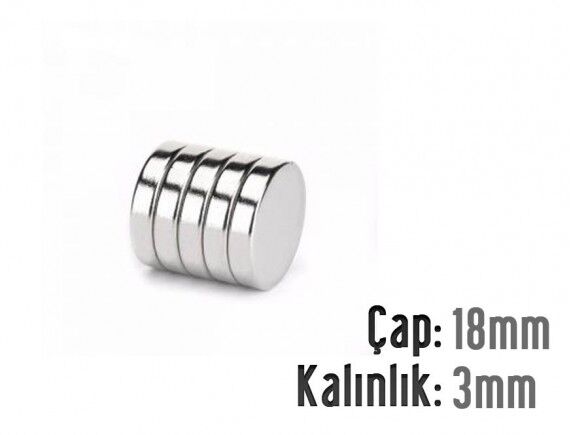 Ø18 x 3 mm Neodyum Mıknatıs