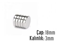Ø18 x 3 mm Neodyum Mıknatıs