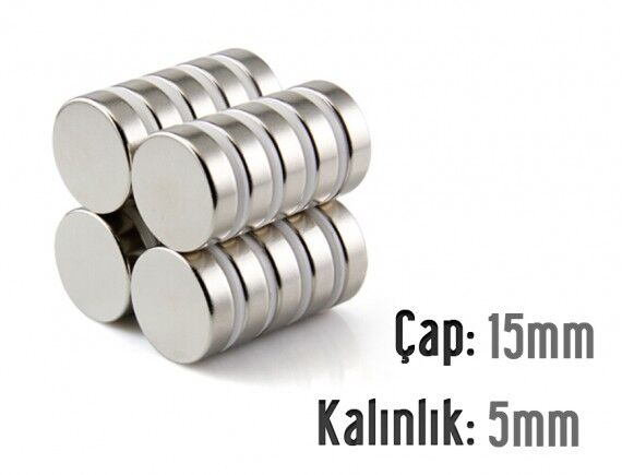 Ø15 x 5 mm Neodyum Mıknatıs