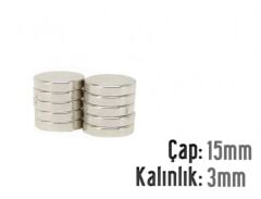 Ø15 x 3 mm Neodyum Mıknatıs