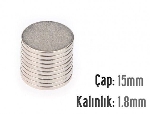 Ø15 x 1,8 mm Neodyum Mıknatıs