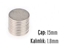 Ø15 x 1,8 mm Neodyum Mıknatıs