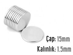 Ø15 x 1,5 mm Neodyum Mıknatıs