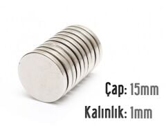 Ø15 x 1 mm Neodyum Mıknatıs