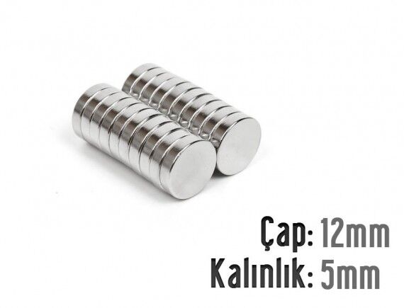 Ø12 x 5 mm Neodyum Mıknatıs