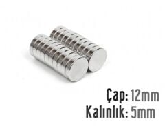 Ø12 x 5 mm Neodyum Mıknatıs