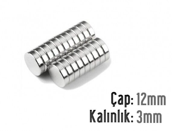 Ø12 x 3 mm Neodyum Mıknatıs