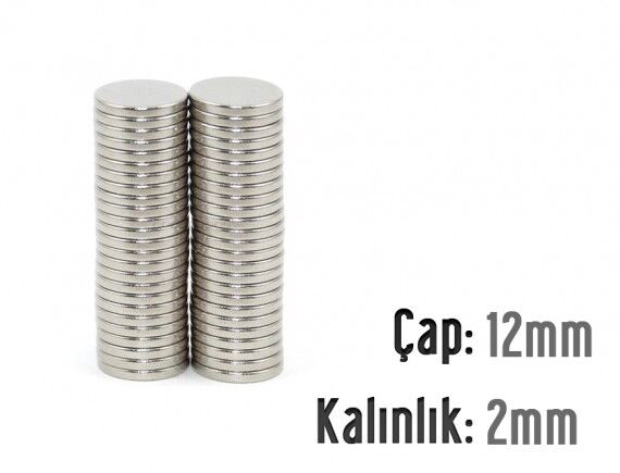Ø12 x 2 mm Neodyum Mıknatıs