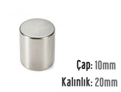 Ø10 x 20 mm Neodyum Mıknatıs