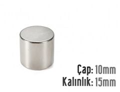 Ø10 x 15 mm Neodyum Mıknatıs