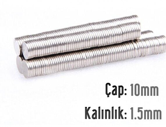 Ø10 x 1,5 mm Neodyum Mıknatıs