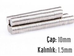 Ø10 x 1,5 mm Neodyum Mıknatıs