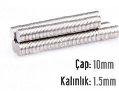 Ø10 x 1,5 mm Neodyum Mıknatıs
