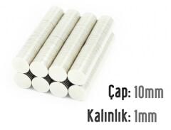 Ø10 x 1 mm Neodyum Mıknatıs