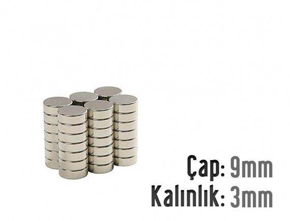 Ø9 x 3 mm Neodyum Mıknatıs