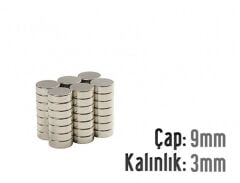 Ø9 x 3 mm Neodyum Mıknatıs