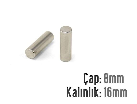 Ø8 x 16 mm Neodyum Mıknatıs