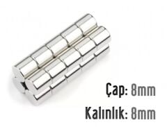 Ø8 x 8 mm Neodyum Mıknatıs
