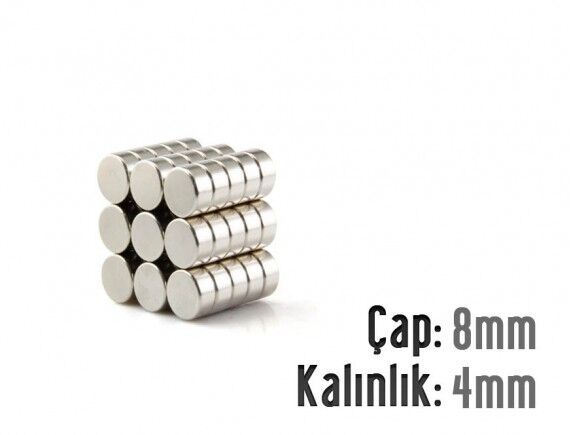 Ø8 x 4 mm Neodyum Mıknatıs