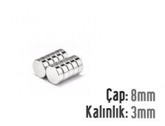 Ø8 x 3 mm Neodyum Mıknatıs