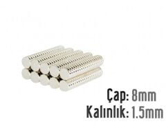 Ø8 x 1,5 mm Neodyum Mıknatıs