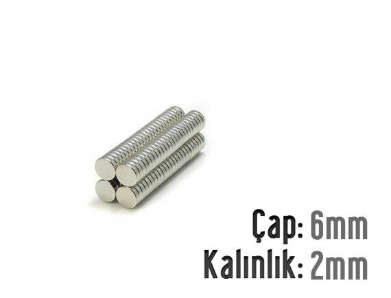 Ø6 x 2 mm Neodyum Mıknatıs