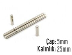 Ø5 x 25 mm Neodyum Mıknatıs