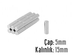 Ø5 x 15 mm Neodyum Mıknatıs