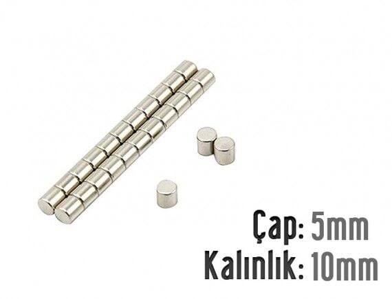 Ø5 x 10 mm Neodyum Mıknatıs