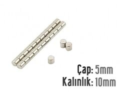 Ø5 x 10 mm Neodyum Mıknatıs