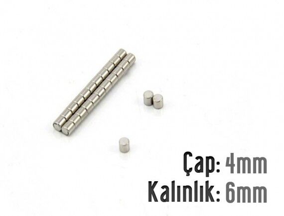 Ø4 x 6 mm Neodyum Mıknatıs