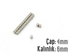 Ø4 x 6 mm Neodyum Mıknatıs