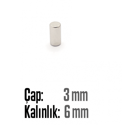 Ø3 x 6 mm Neodyum Mıknatıs