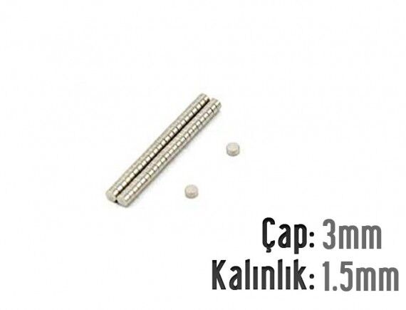 Ø3 x 1,5 mm Neodyum Mıknatıs