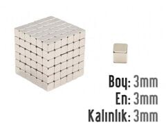 3 x 3 x 3 mm Küp Neodyum Mıknatıs