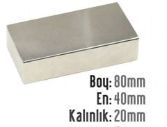 80 x 40 x 20 mm Neodyum Mıknatıs