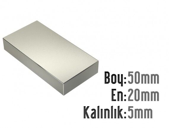 50 x 20 x 5 mm Neodyum Mıknatıs