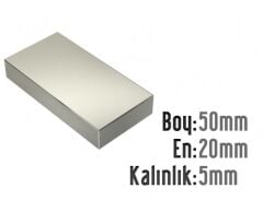 50 x 20 x 5 mm Neodyum Mıknatıs