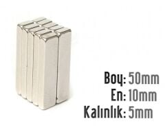 50 x 10 x 5 mm Neodyum Mıknatıs