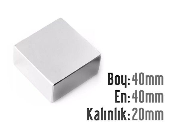 40 x 40 x 20 mm Neodyum Mıknatıs
