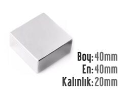 40 x 40 x 20 mm Neodyum Mıknatıs