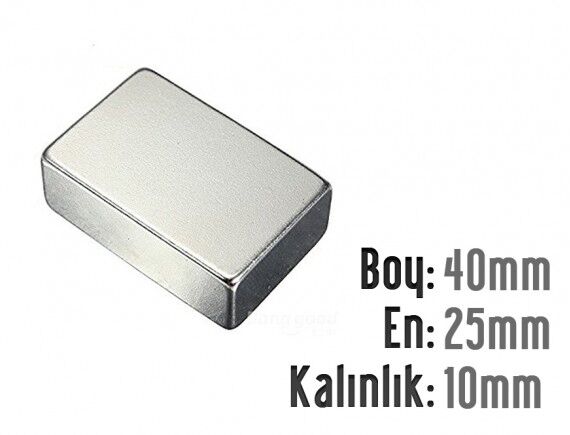 40 x 25 x 10 mm Neodyum Mıknatıs