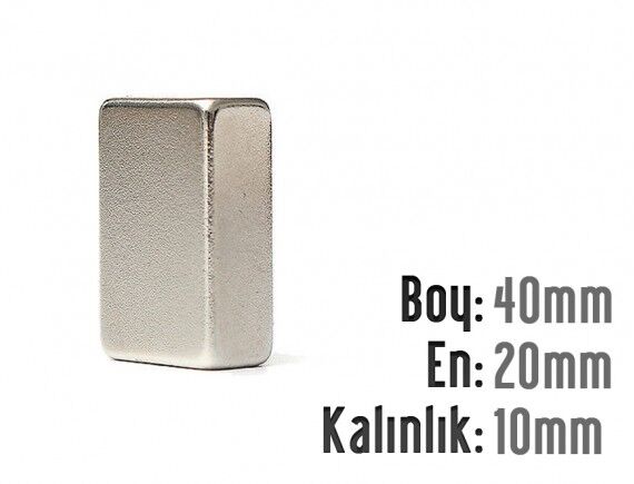 40 x 20 x 10 mm Neodyum Mıknatıs