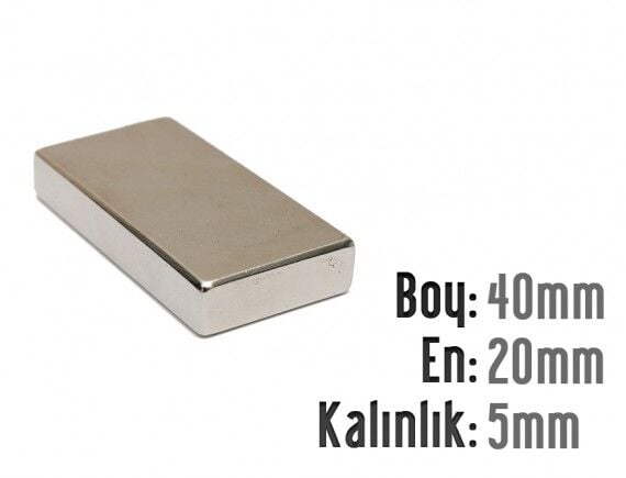 40 x 20 x 5 mm Neodyum Mıknatıs