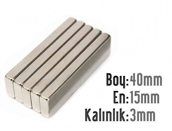 40 x 15 x 3 mm Neodyum Mıknatıs